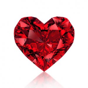 Red heart shaped diamond, isolated on white lab grown diamond